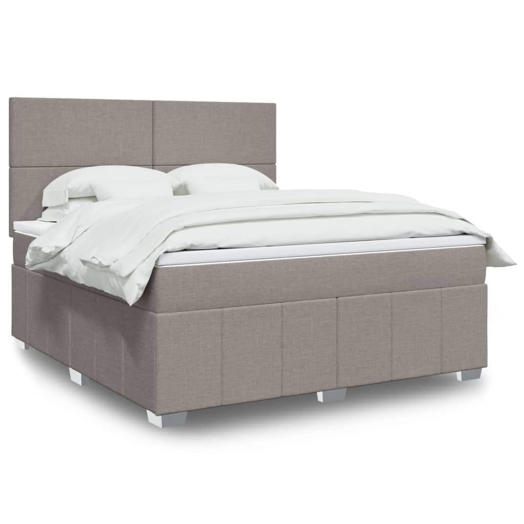 Boxspringbett Mit Matratze Stoff Taupe