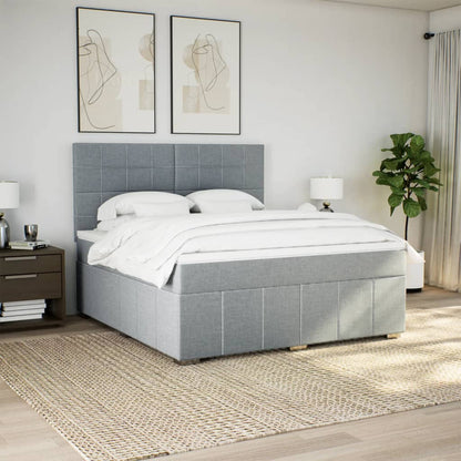Boxspringbett Mit Matratze Stoff Hellgrau