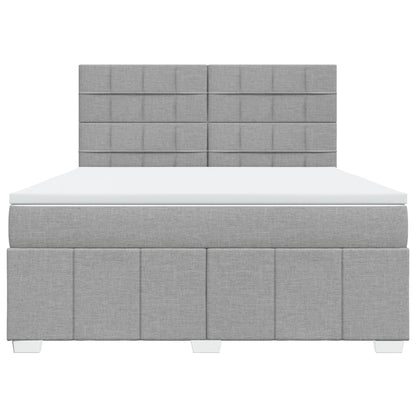 Boxspringbett Mit Matratze Stoff Hellgrau