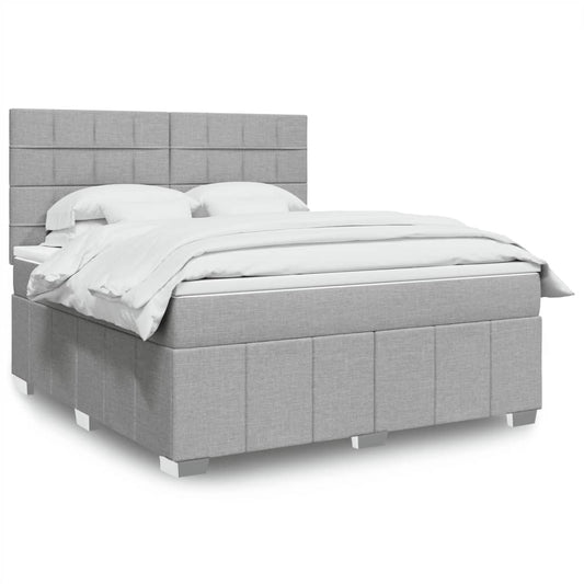 Boxspringbett Mit Matratze Stoff Hellgrau