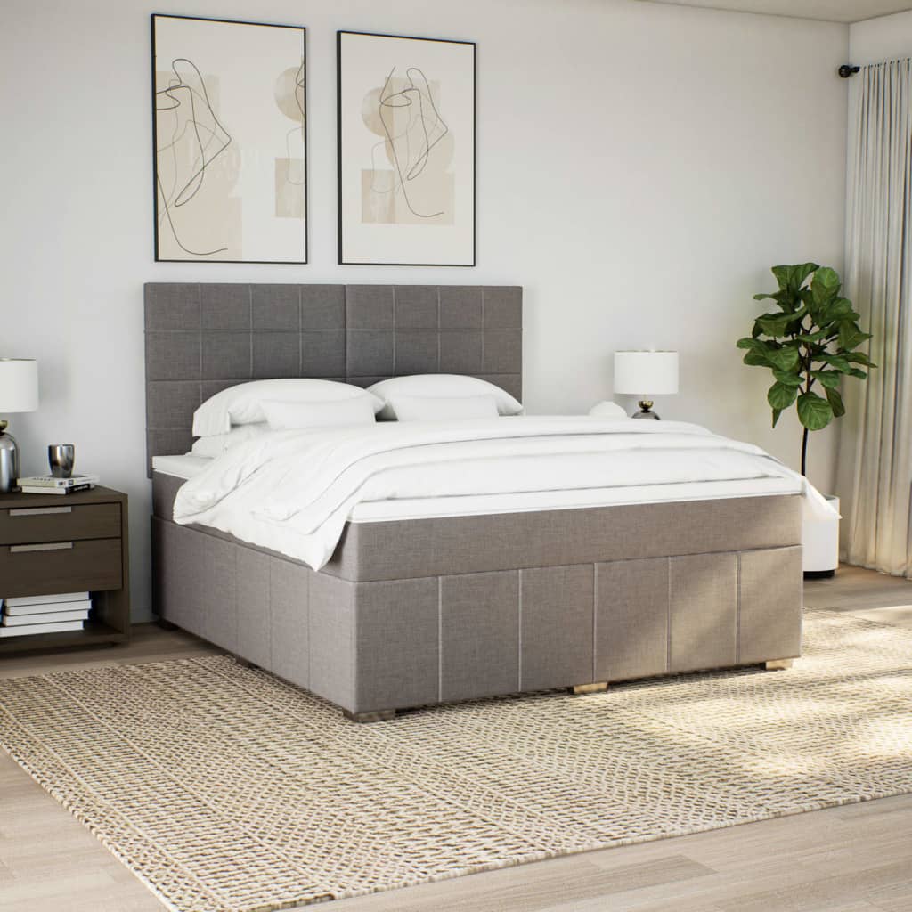 Boxspringbett Mit Matratze Stoff Taupe