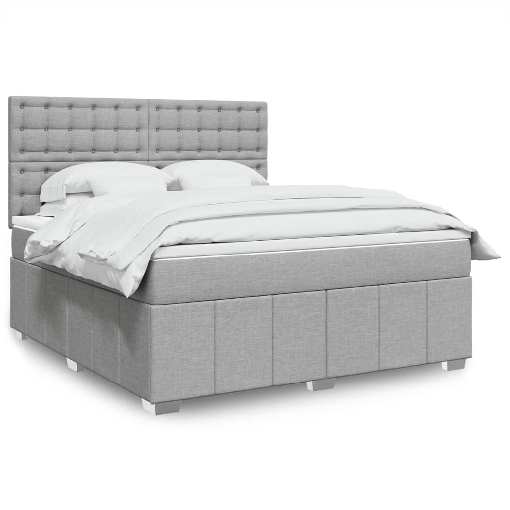 Boxspringbett Mit Matratze Stoff Hellgrau
