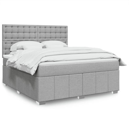 Boxspringbett Mit Matratze Stoff Hellgrau
