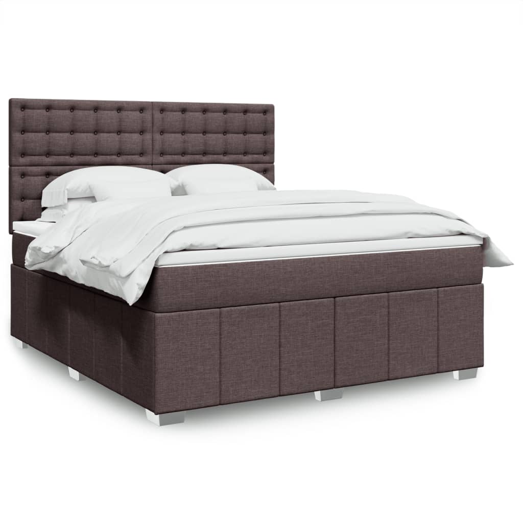 Boxspringbett Mit Matratze Stoff Dunkelbraun