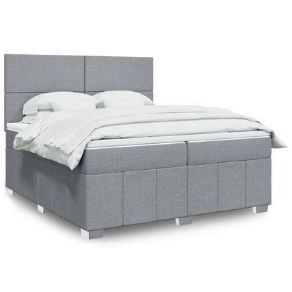 Boxspringbett Mit Matratze Stoff Hellgrau