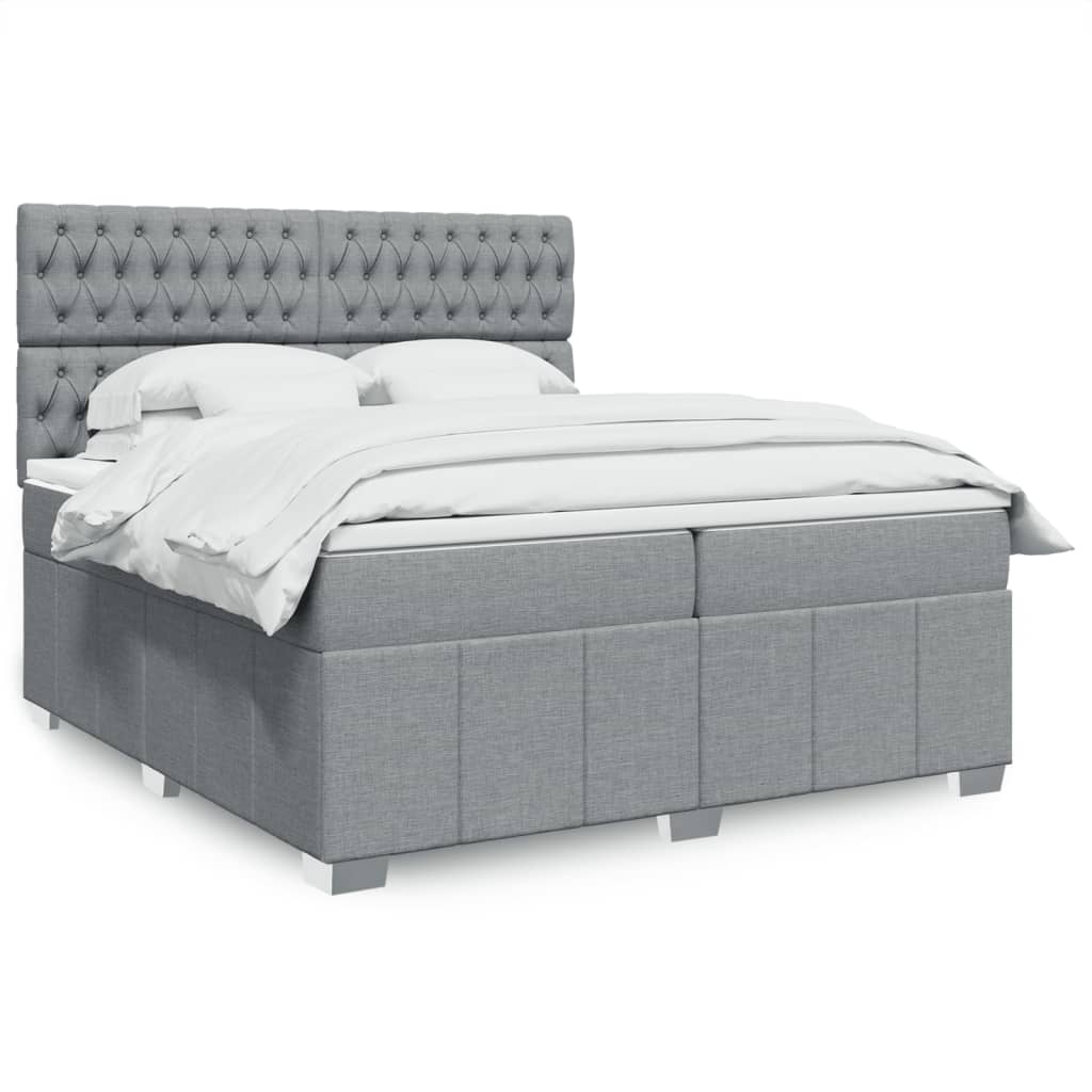 Boxspringbett Mit Matratze Stoff Hellgrau