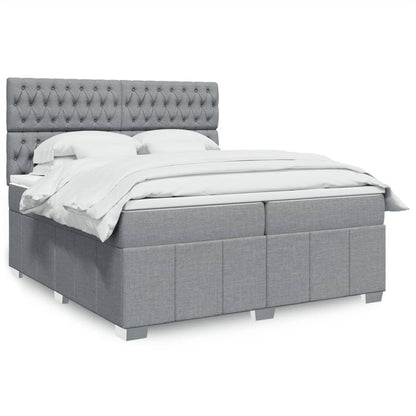 Boxspringbett Mit Matratze Stoff Hellgrau
