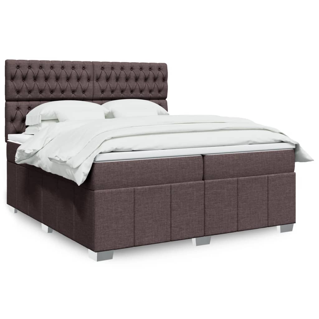 Boxspringbett Mit Matratze Stoff Dunkelbraun