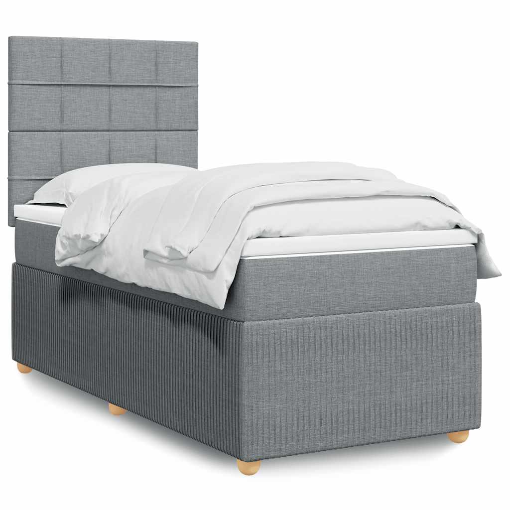 Boxspringbett Mit Matratze Stoff Hellgrau
