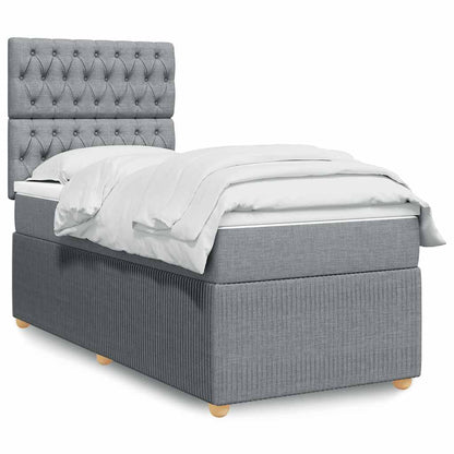 Boxspringbett Mit Matratze Stoff Hellgrau