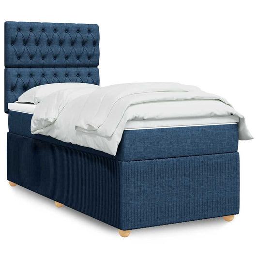 Boxspringbett Mit Matratze Stoff Blau