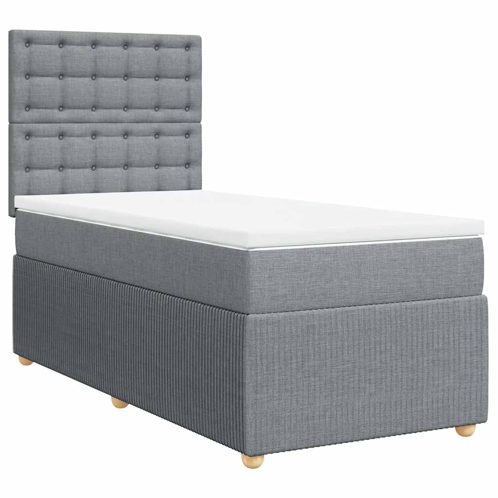 Boxspringbett Mit Matratze Stoff Hellgrau