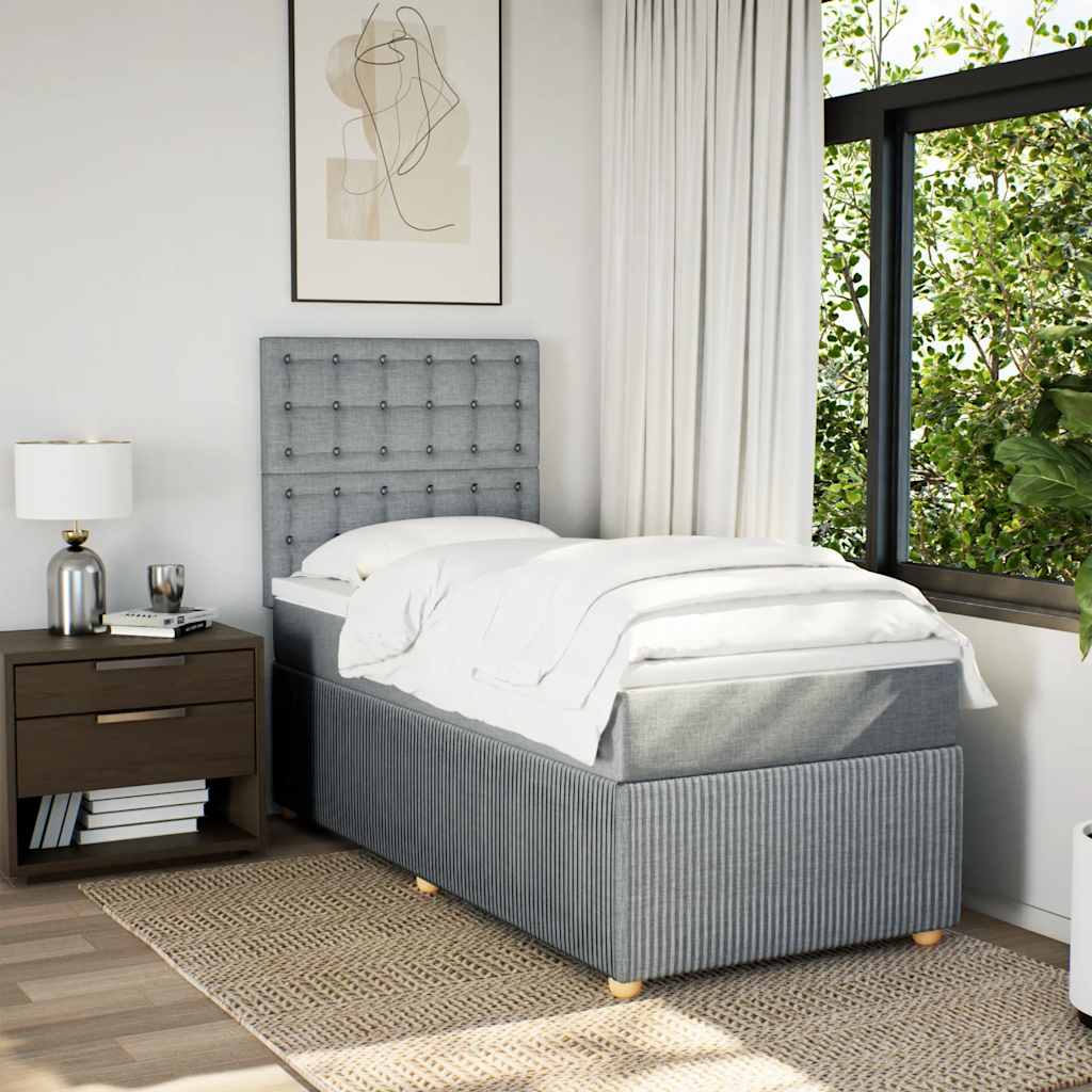 Boxspringbett Mit Matratze Stoff Hellgrau
