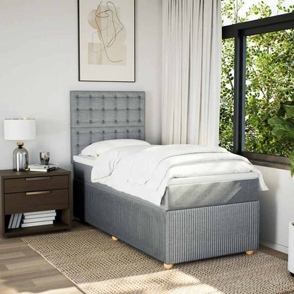 Boxspringbett Mit Matratze Stoff Hellgrau
