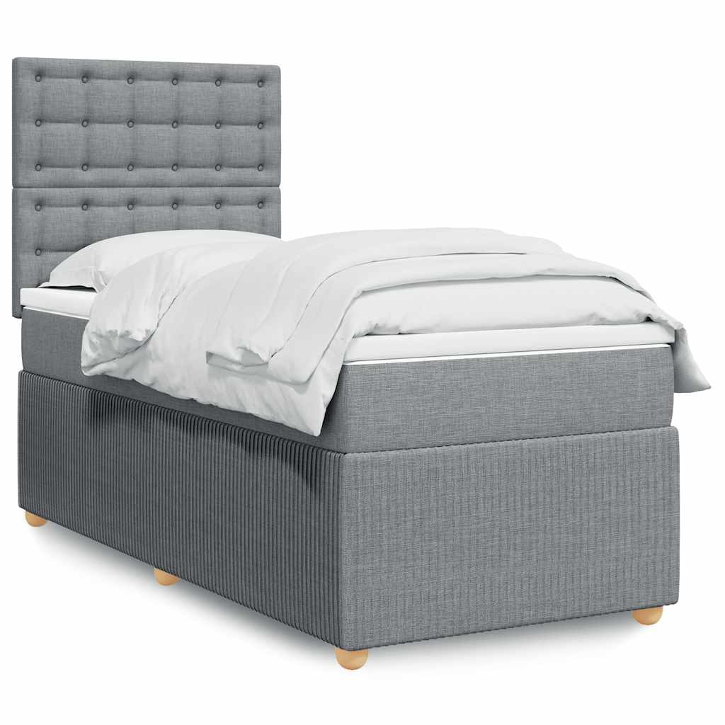 Boxspringbett Mit Matratze Stoff Hellgrau