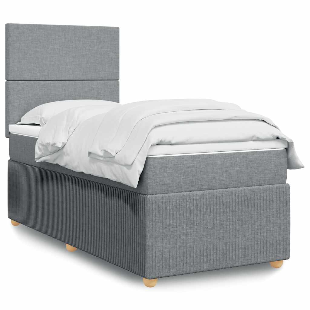 Boxspringbett Mit Matratze Stoff Hellgrau