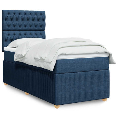Boxspringbett Mit Matratze Stoff Blau