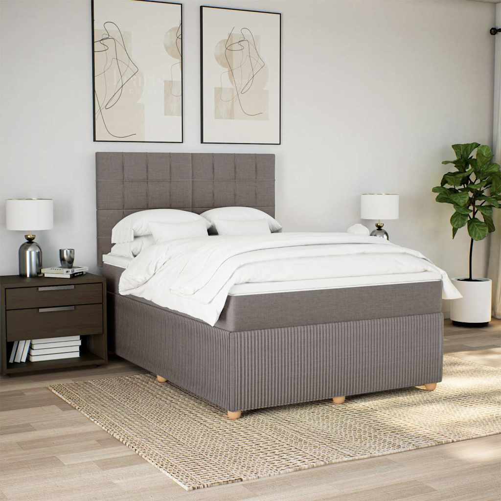 Boxspringbett Mit Matratze Stoff Taupe