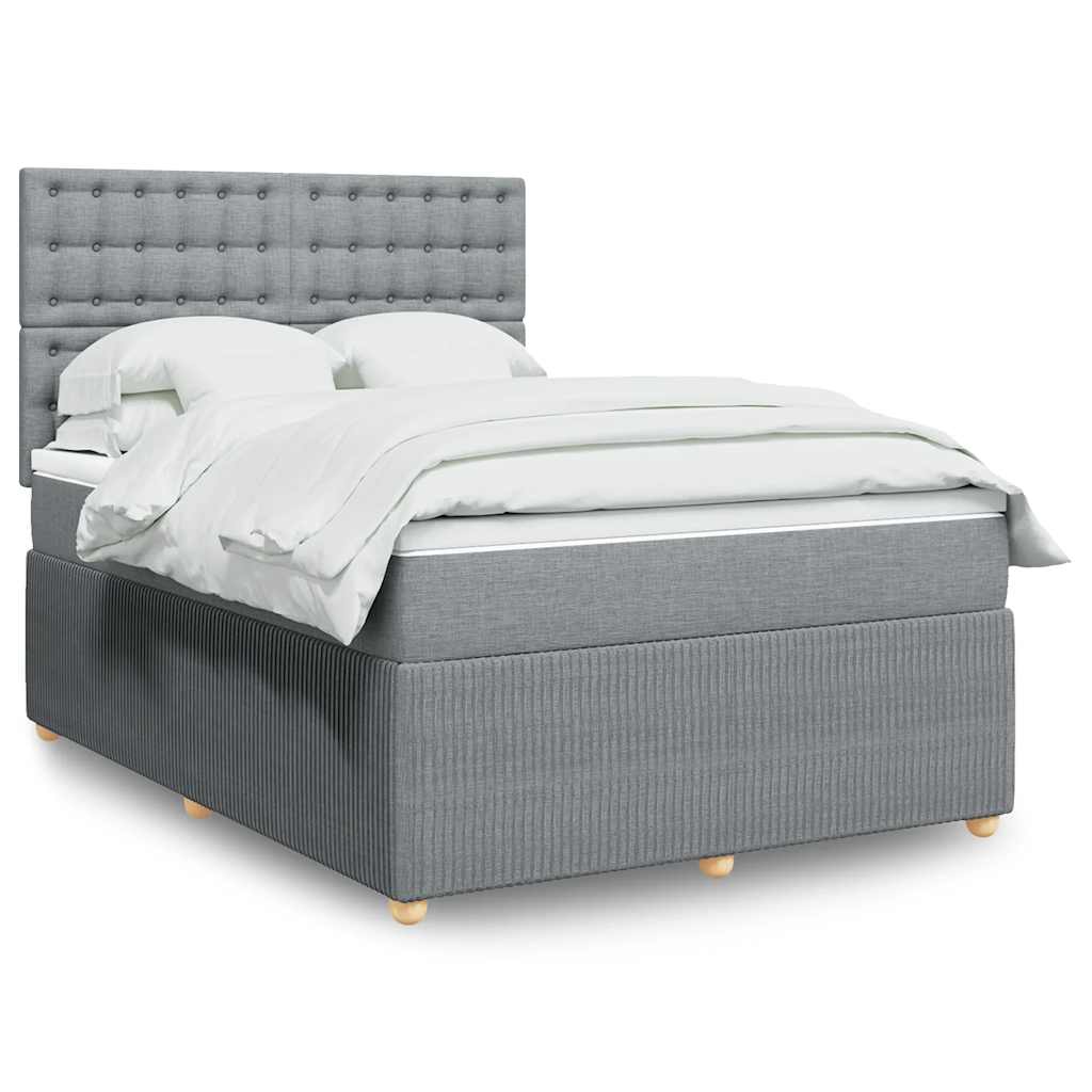 Boxspringbett Mit Matratze Stoff Hellgrau