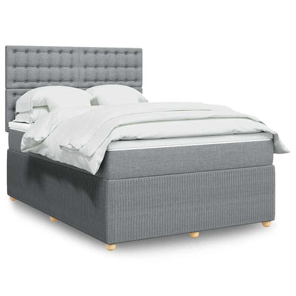 Boxspringbett Mit Matratze Stoff Hellgrau