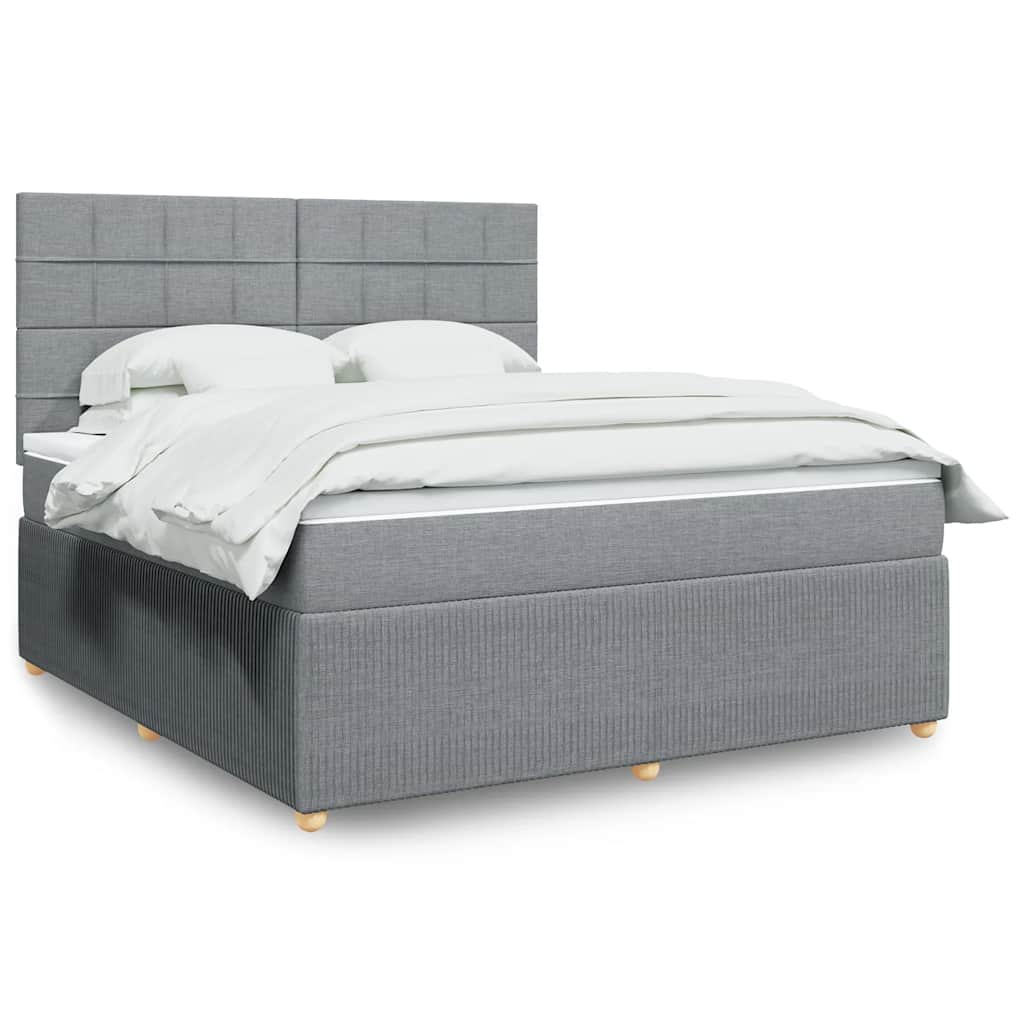 Boxspringbett Mit Matratze Stoff Hellgrau