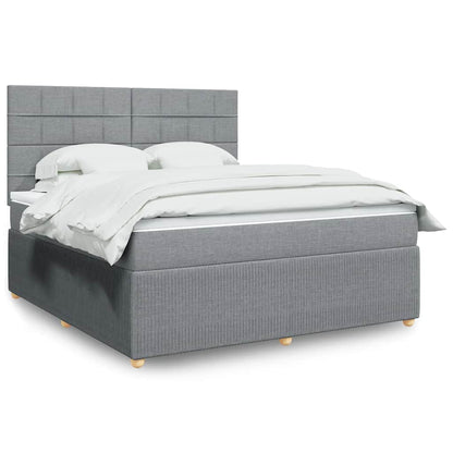 Boxspringbett Mit Matratze Stoff Hellgrau
