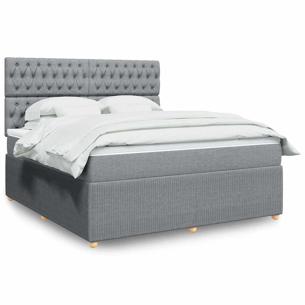 Boxspringbett Mit Matratze Stoff Hellgrau