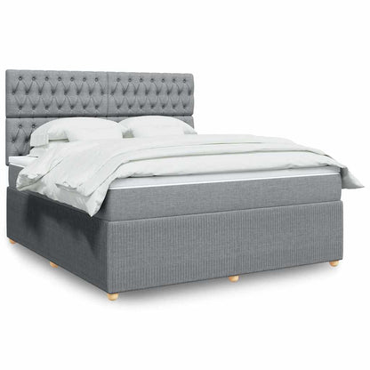 Boxspringbett Mit Matratze Stoff Hellgrau
