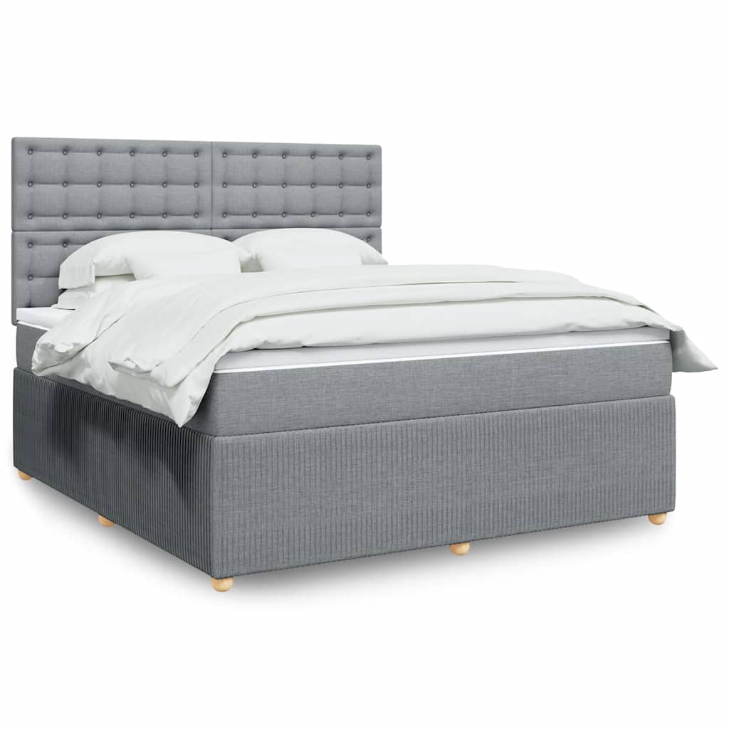 Boxspringbett Mit Matratze Stoff Hellgrau