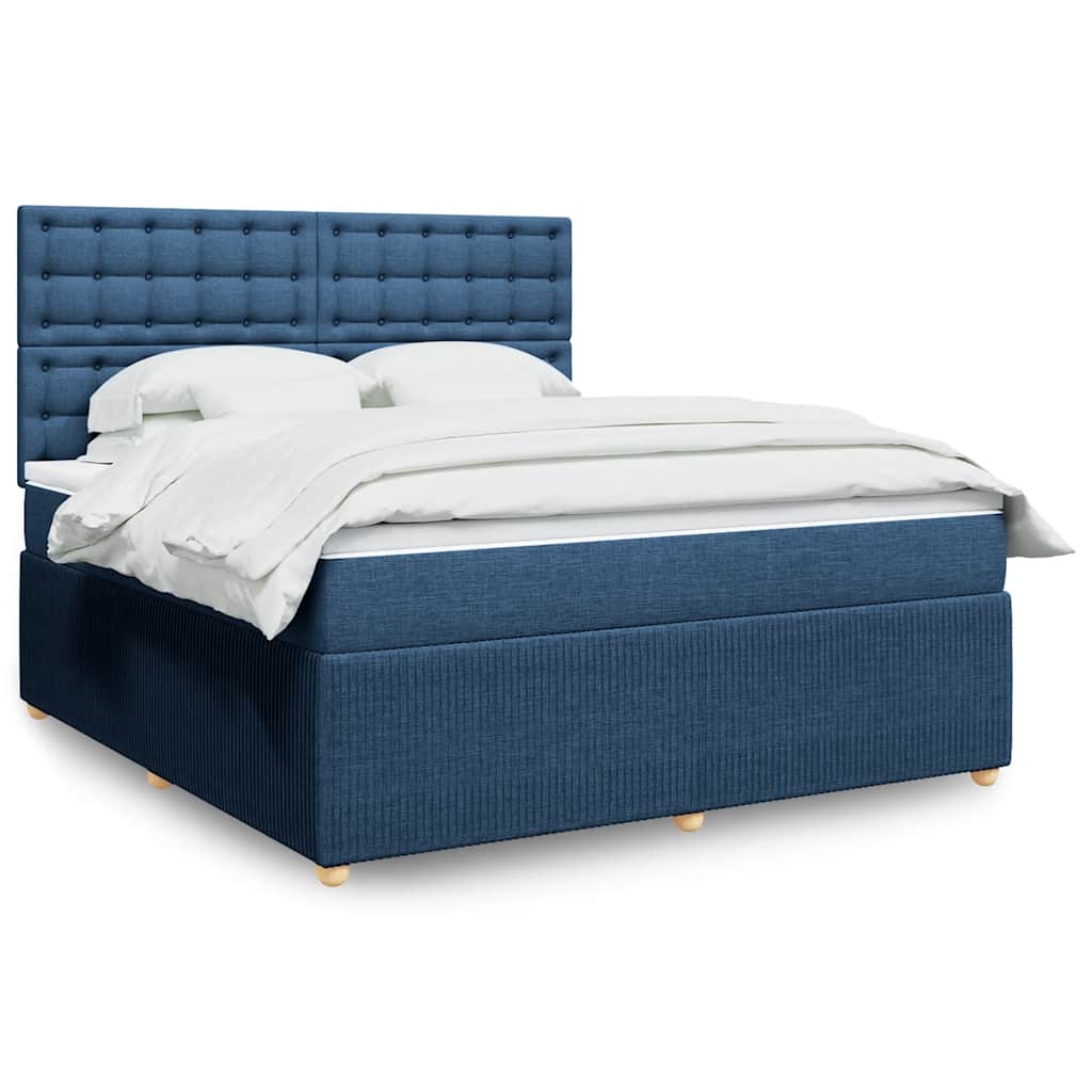 Boxspringbett Mit Matratze Stoff Blau