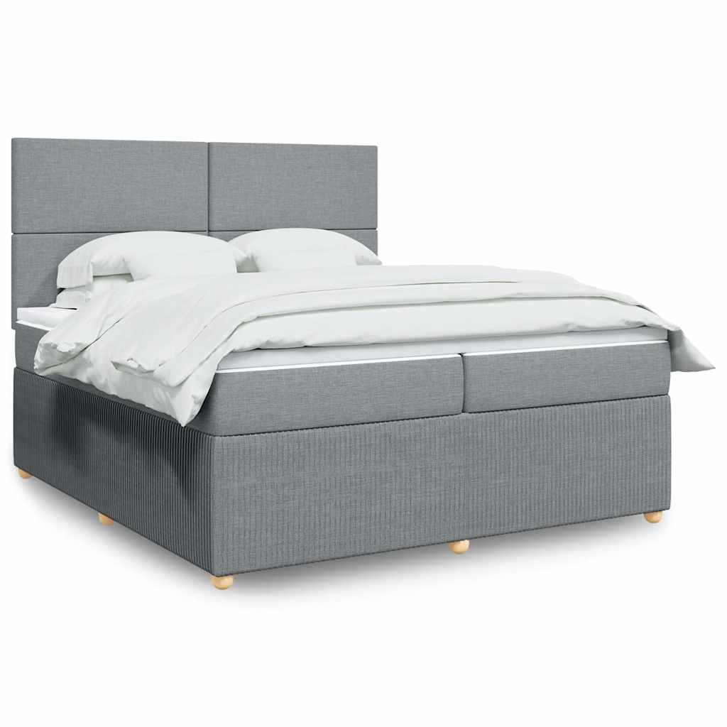 Boxspringbett Mit Matratze Stoff Hellgrau
