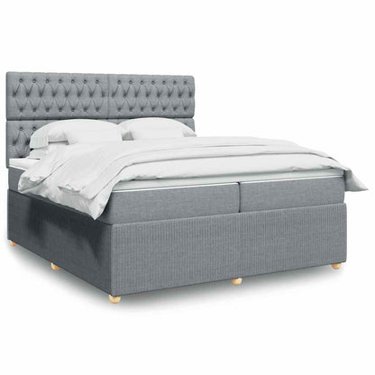 Boxspringbett Mit Matratze Stoff Hellgrau