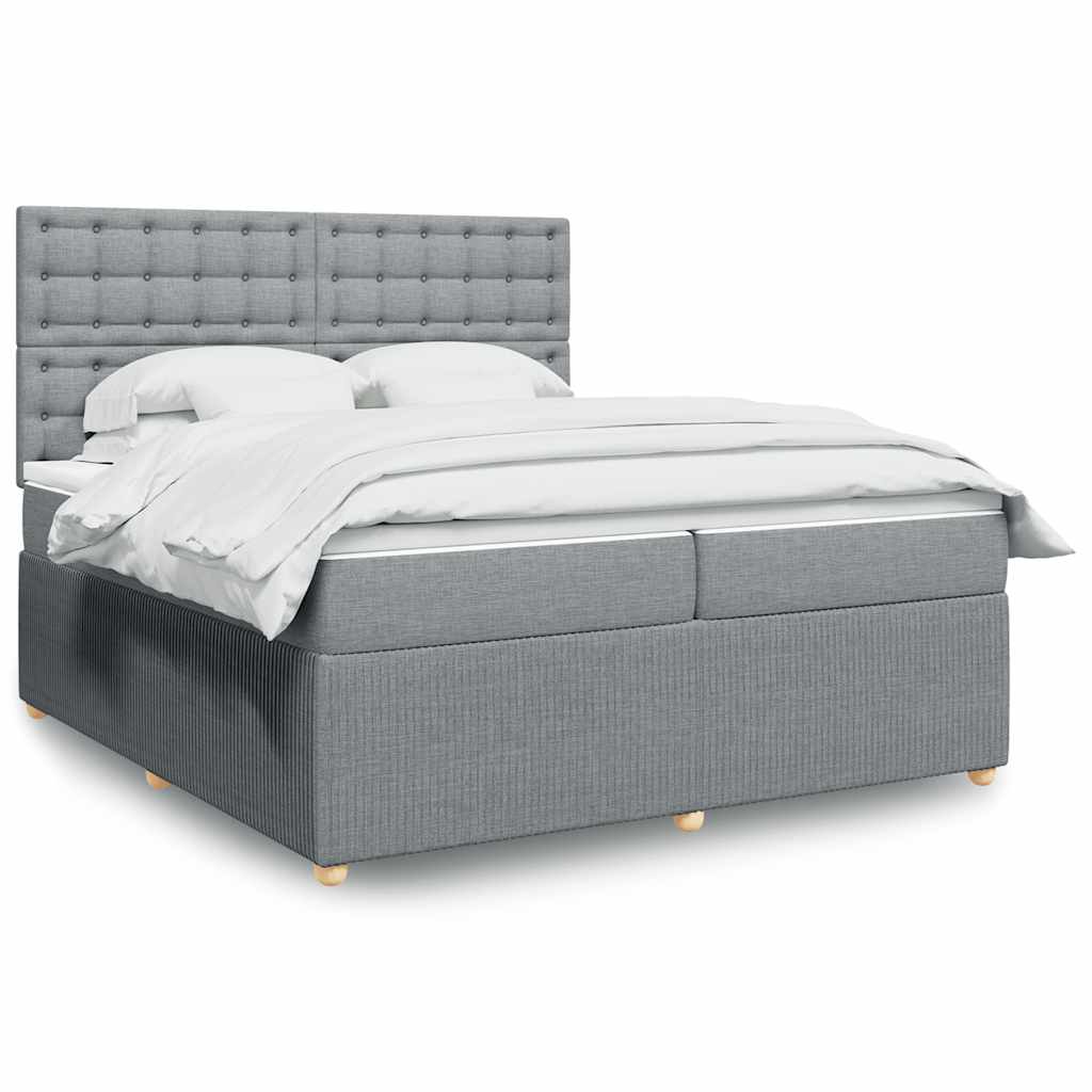 Boxspringbett Mit Matratze Stoff Hellgrau