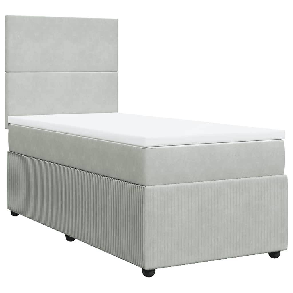 Boxspringbett Mit Matratze Samt Hellgrau