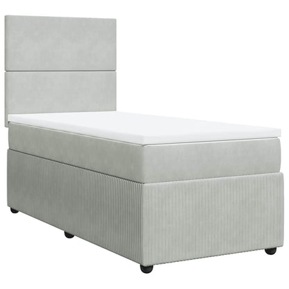 Boxspringbett Mit Matratze Samt Hellgrau