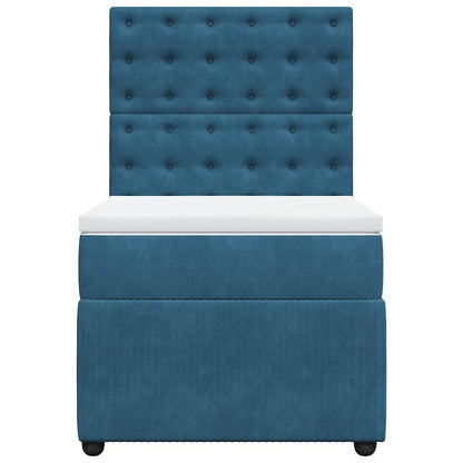 Boxspringbett Mit Matratze Dunkel Samt Blau