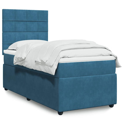 Boxspringbett Mit Matratze Dunkel Samt Blau