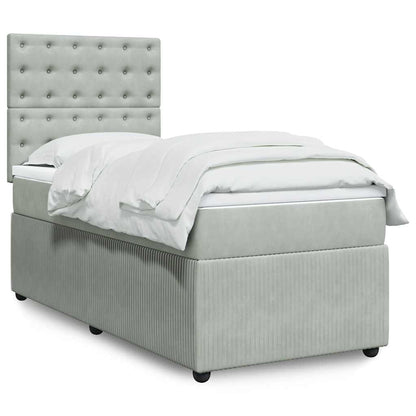 Boxspringbett Mit Matratze Samt Hellgrau