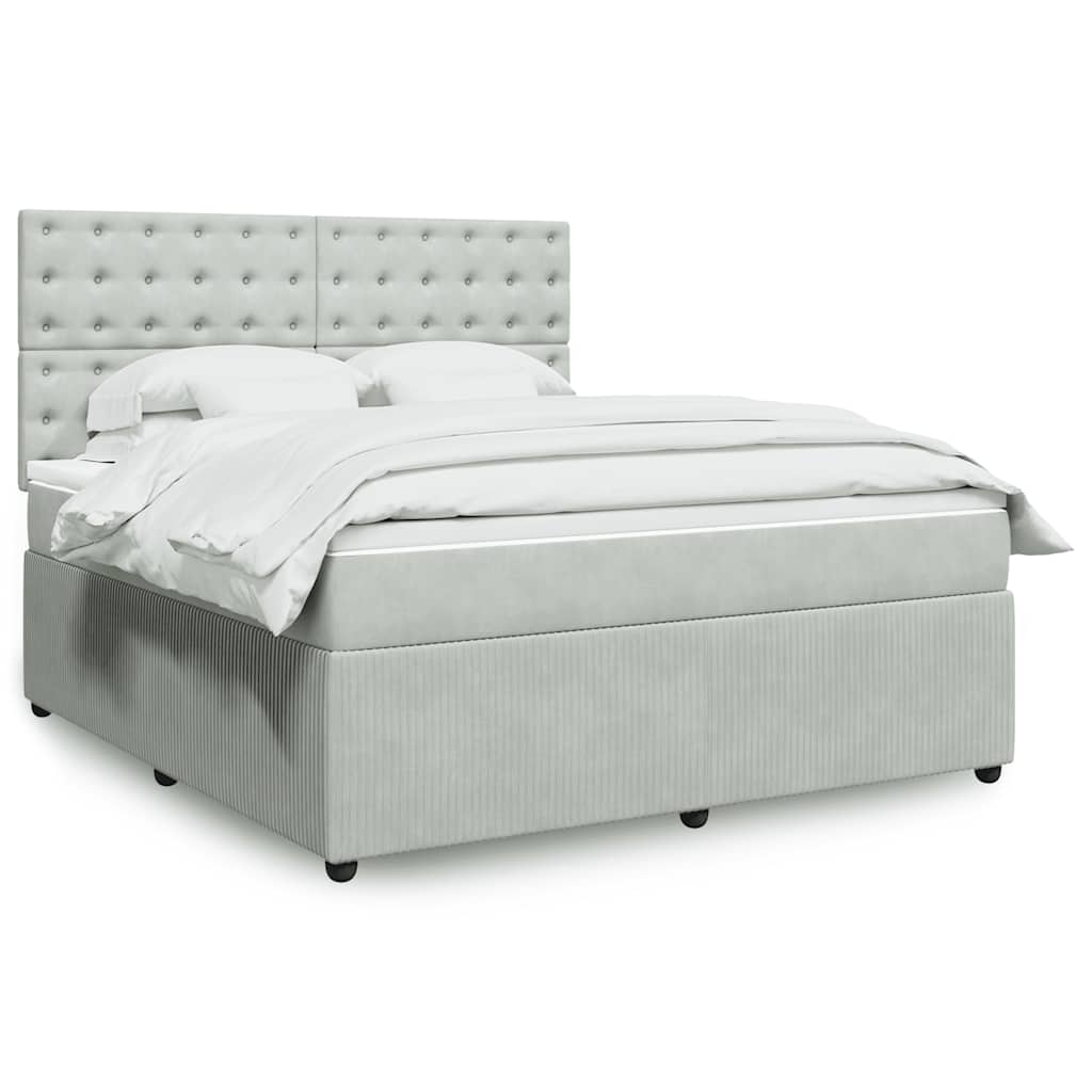 Boxspringbett Mit Matratze Samt Hellgrau