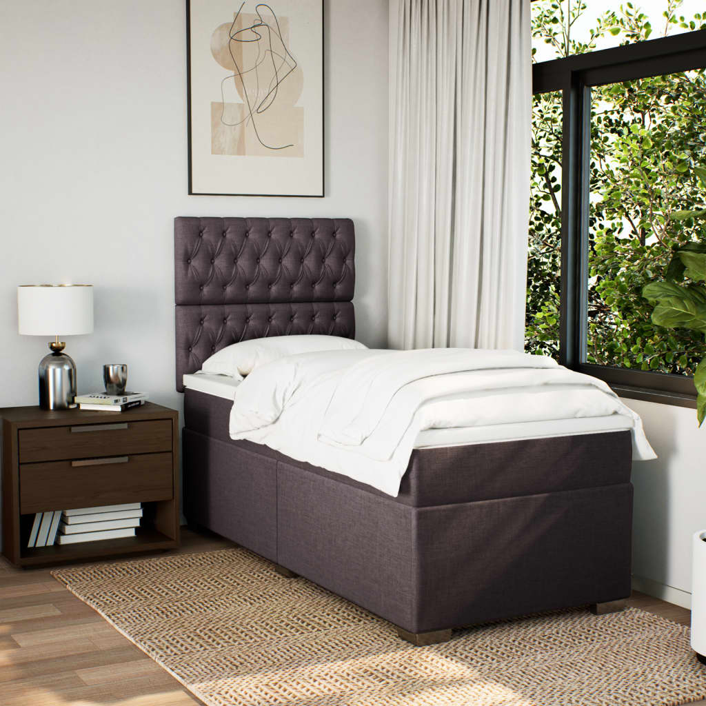 Boxspringbett Mit Matratze Stoff Dunkelbraun