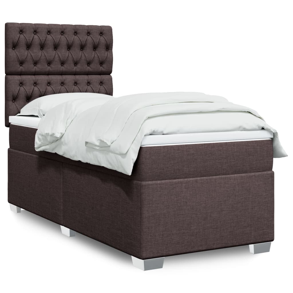 Boxspringbett Mit Matratze Stoff Dunkelbraun