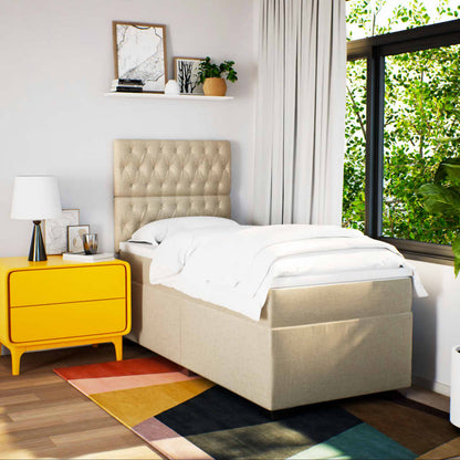 Boxspringbett Mit Matratze Stoff Creme