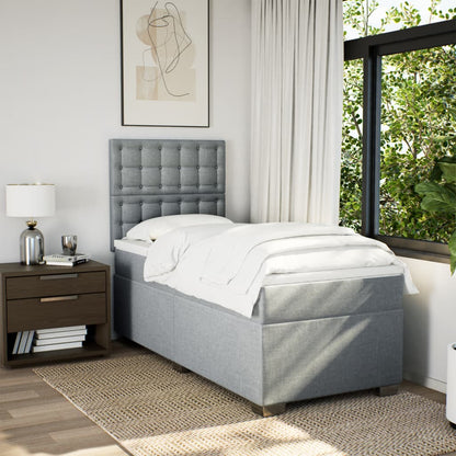 Boxspringbett Mit Matratze Stoff Hellgrau