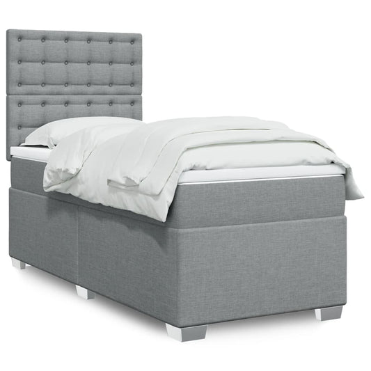 Boxspringbett Mit Matratze Stoff Hellgrau