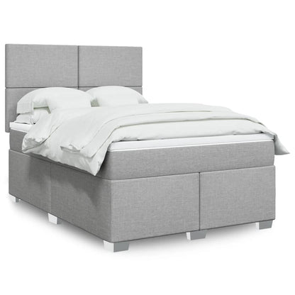 Boxspringbett Mit Matratze Stoff Hellgrau