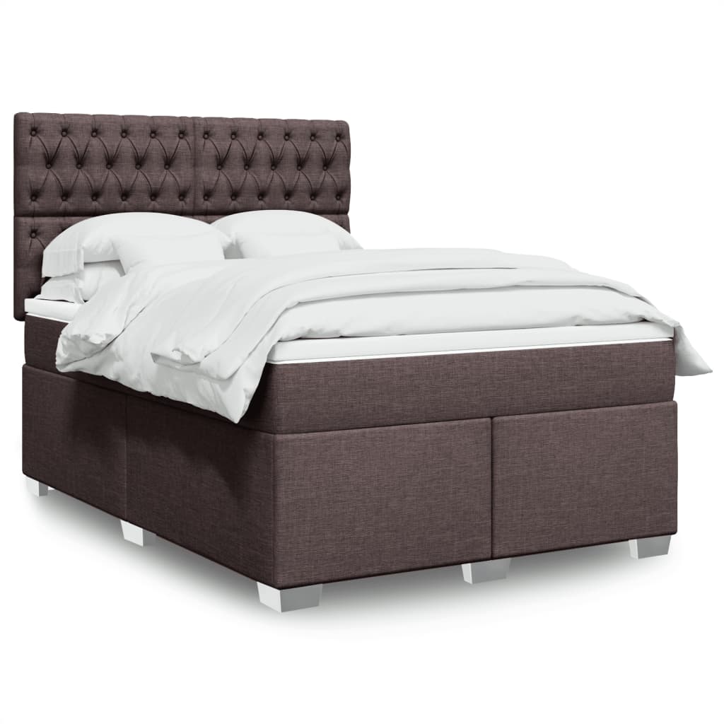 Boxspringbett Mit Matratze Stoff Dunkelbraun