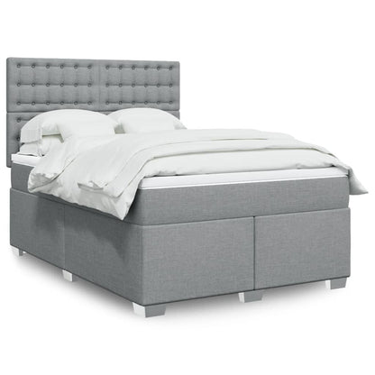 Boxspringbett Mit Matratze Stoff Hellgrau