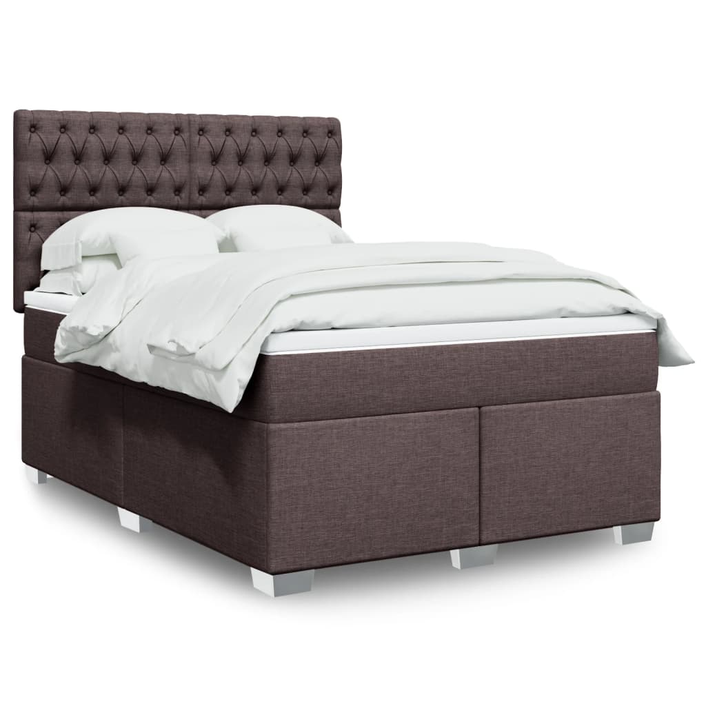 Boxspringbett Mit Matratze Stoff Dunkelbraun