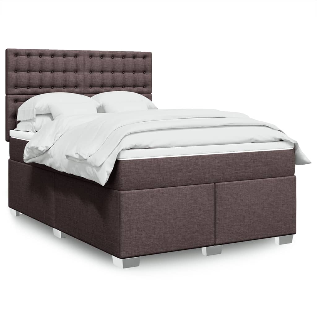Boxspringbett Mit Matratze Stoff Dunkelbraun