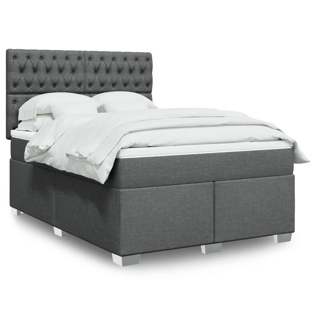 Boxspringbett Mit Matratze Stoff Dunkelgrau